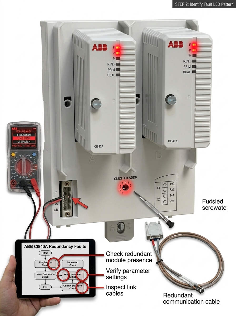 ABB TU840 MTU Troubleshooting: CI840A Redundancy Faults