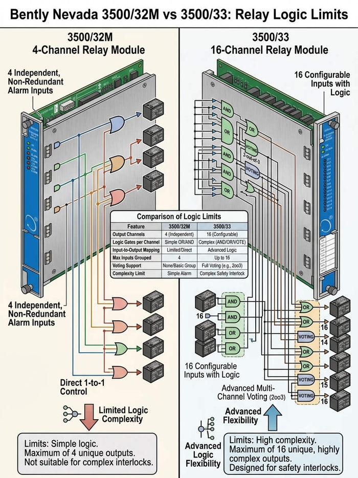 Bently Nevada 3500-32M vs 3500-33 Relay Logic Limits