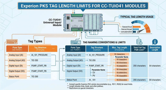 Experion PKS Tag Length Limits for CC-TUIO41 Modules