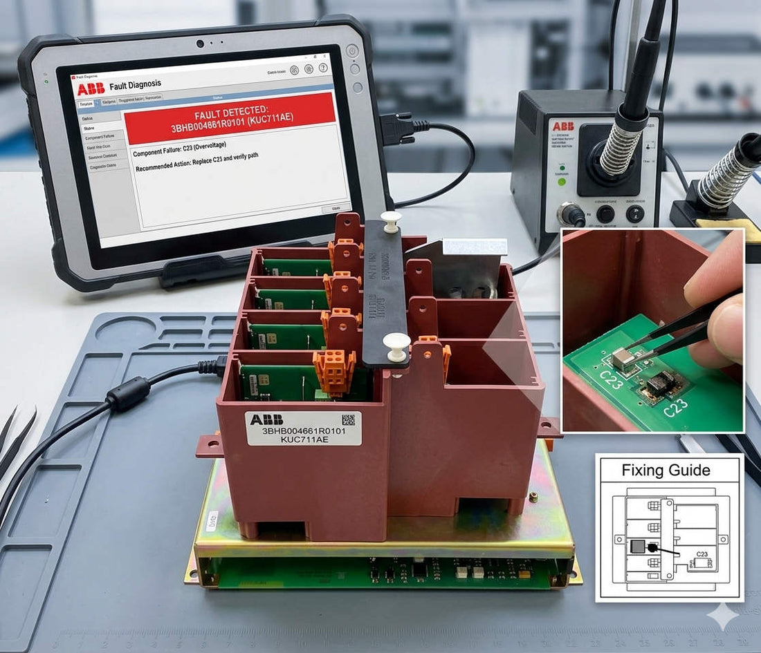 ABB KUC711AE Troubleshooting: Solid LEDs & Reset Failure