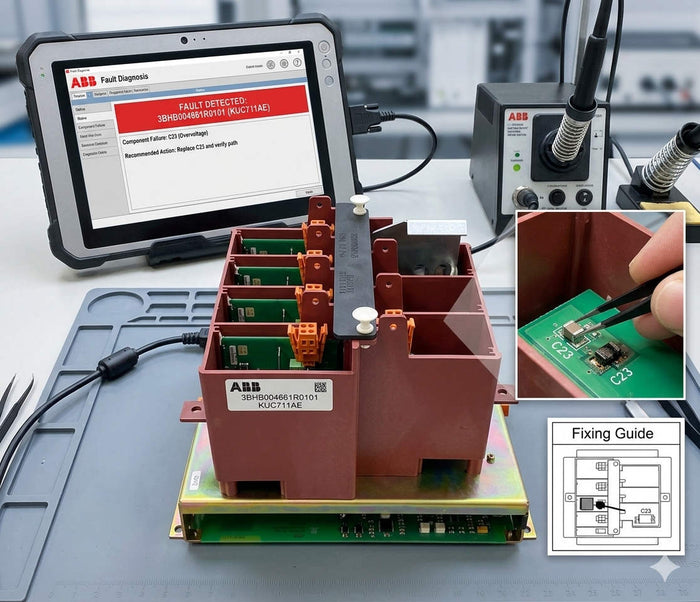 ABB KUC711AE Troubleshooting: Solid LEDs & Reset Failure