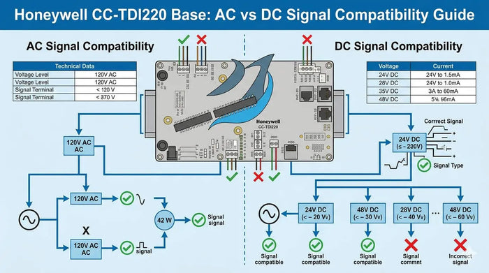 Honeywell CC-TDI220 Base AC vs DC Signal Compatibility Guide