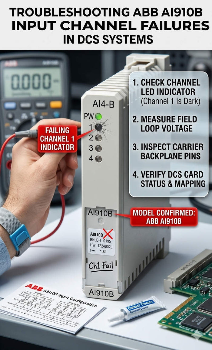 Troubleshooting ABB AI910B Input Channel Failures in DCS Systems
